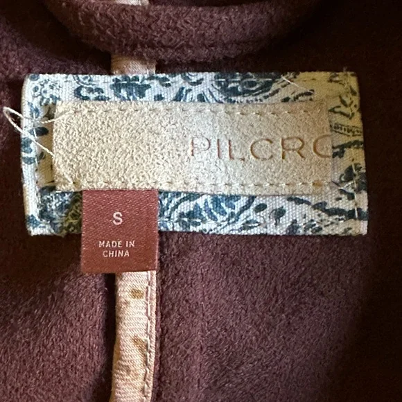 Oversized a Anthropology Pilot sz SM duster in rose faux suede soft cozy snaps - Picture 8 of 8